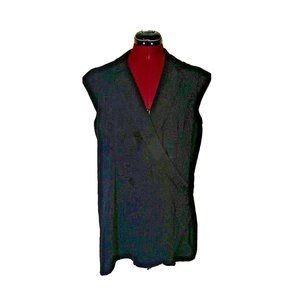 CAbi Origami Crossover Wrap Top Blouse Black Women Size Medium